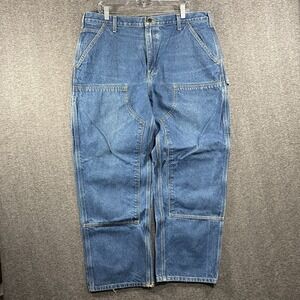 Carhartt B73DST Jeans Mens 38x30 Blue Double Knee Work Carpenter Logger Denim